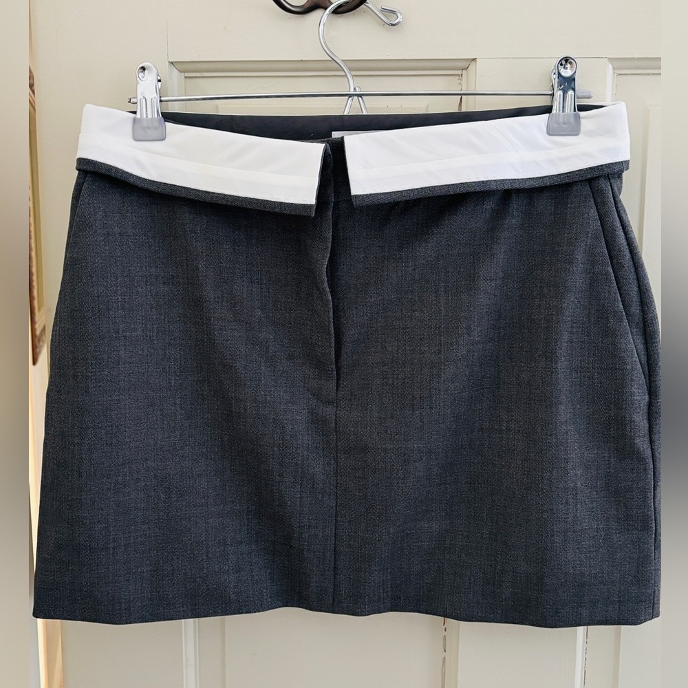 Babaton by Aritzia Chic Charcoal mini Skirt with White Accent